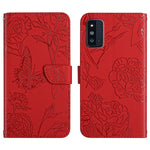 Custodia per cellulare in pelle goffrata con peonia a farfalla, For Samsung Galaxy A82, For Samsung Galaxy A91, For Samsung Galaxy F52 5G, For Samsung Galaxy F62 / M62