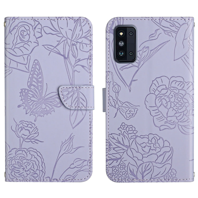 Custodia per cellulare in pelle goffrata con peonia a farfalla, For Samsung Galaxy A82, For Samsung Galaxy A91, For Samsung Galaxy F52 5G, For Samsung Galaxy F62 / M62