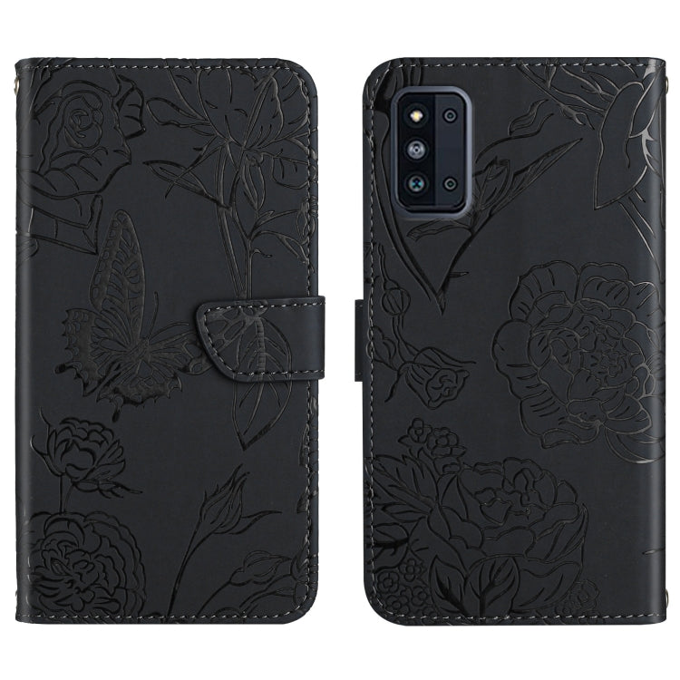 Custodia per cellulare in pelle goffrata con peonia a farfalla, For Samsung Galaxy A82, For Samsung Galaxy A91, For Samsung Galaxy F52 5G, For Samsung Galaxy F62 / M62