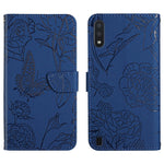 Custodia per cellulare in pelle goffrata con peonia a farfalla, For Samsung Galaxy M10 / A10, For Samsung Galaxy M21, For Samsung Galaxy M31, For Samsung Galaxy M51