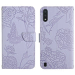 Custodia per cellulare in pelle goffrata con peonia a farfalla, For Samsung Galaxy M10 / A10, For Samsung Galaxy M21, For Samsung Galaxy M31, For Samsung Galaxy M51