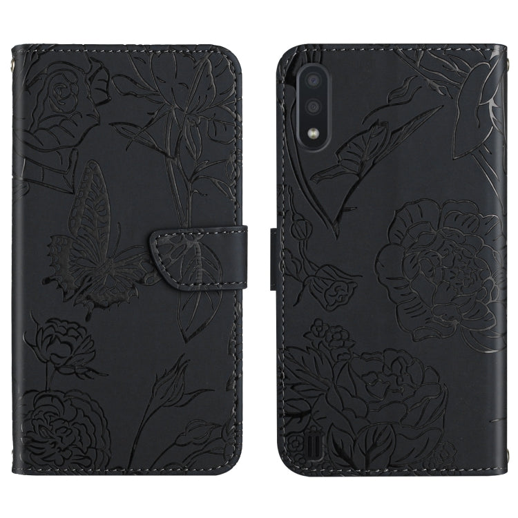 Custodia per cellulare in pelle goffrata con peonia a farfalla, For Samsung Galaxy M10 / A10, For Samsung Galaxy M21, For Samsung Galaxy M31, For Samsung Galaxy M51
