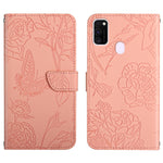 Custodia per cellulare in pelle goffrata con peonia a farfalla, For Samsung Galaxy M10 / A10, For Samsung Galaxy M21, For Samsung Galaxy M31, For Samsung Galaxy M51
