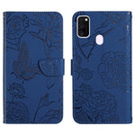 Custodia per cellulare in pelle goffrata con peonia a farfalla, For Samsung Galaxy M10 / A10, For Samsung Galaxy M21, For Samsung Galaxy M31, For Samsung Galaxy M51