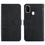 Custodia per cellulare in pelle goffrata con peonia a farfalla, For Samsung Galaxy M10 / A10, For Samsung Galaxy M21, For Samsung Galaxy M31, For Samsung Galaxy M51