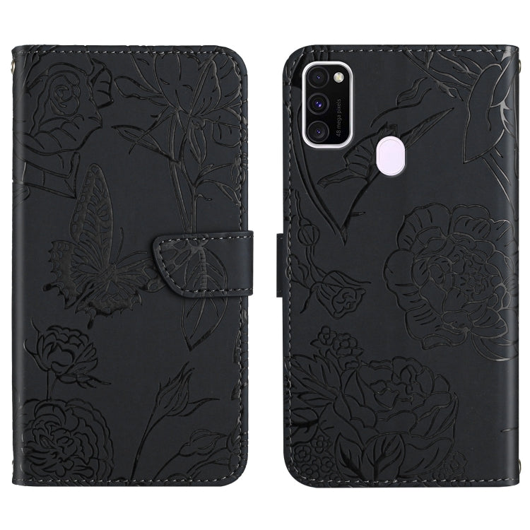 Custodia per cellulare in pelle goffrata con peonia a farfalla, For Samsung Galaxy M10 / A10, For Samsung Galaxy M21, For Samsung Galaxy M31, For Samsung Galaxy M51