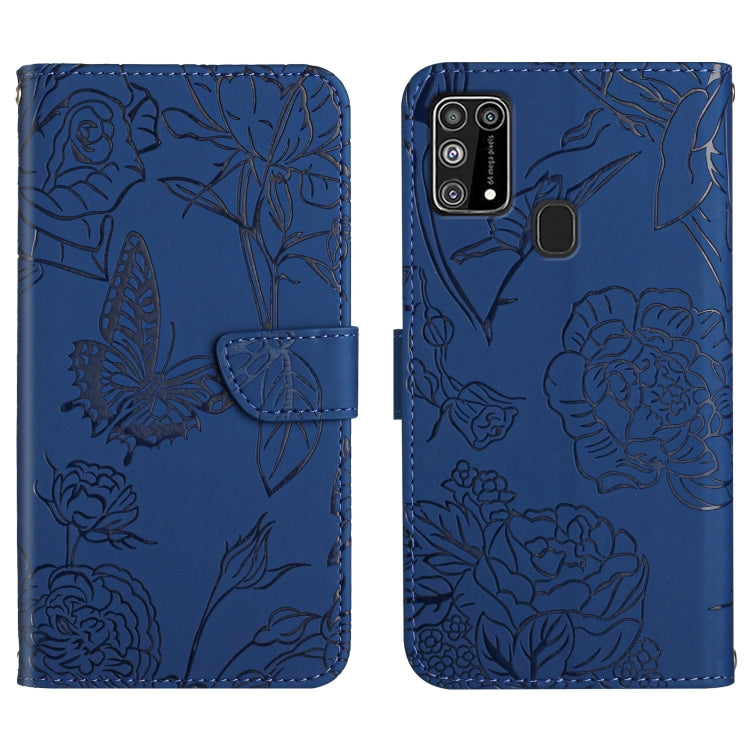 Custodia per cellulare in pelle goffrata con peonia a farfalla, For Samsung Galaxy M10 / A10, For Samsung Galaxy M21, For Samsung Galaxy M31, For Samsung Galaxy M51