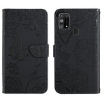 Custodia per cellulare in pelle goffrata con peonia a farfalla, For Samsung Galaxy M10 / A10, For Samsung Galaxy M21, For Samsung Galaxy M31, For Samsung Galaxy M51