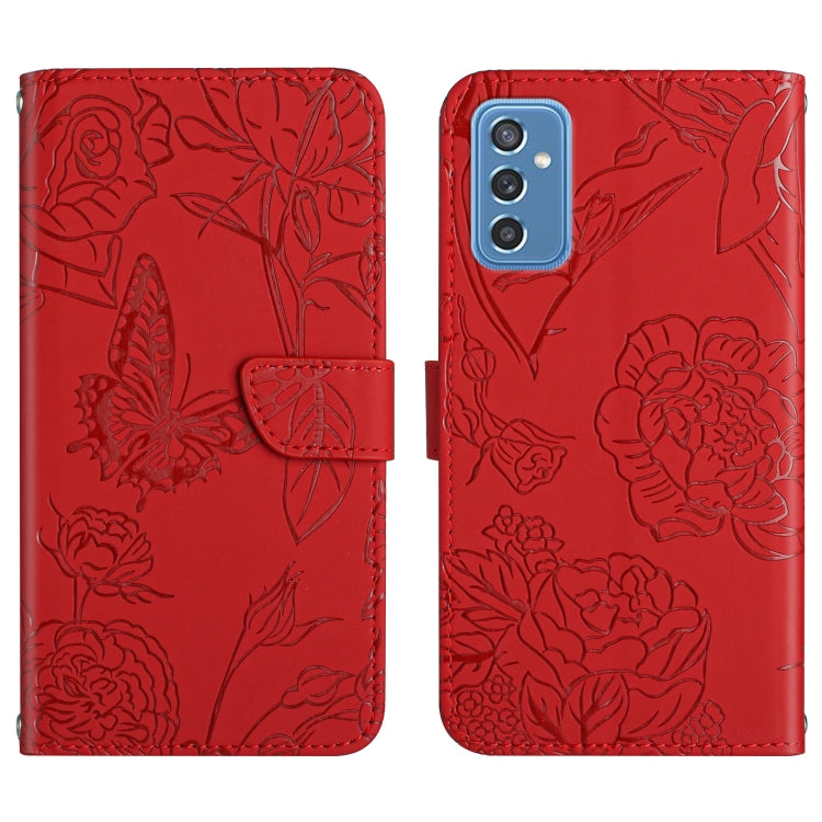 Custodia per cellulare in pelle goffrata con peonia a farfalla, For Samsung Galaxy M52 5G