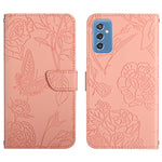 Custodia per cellulare in pelle goffrata con peonia a farfalla, For Samsung Galaxy M52 5G
