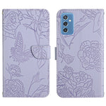 Custodia per cellulare in pelle goffrata con peonia a farfalla, For Samsung Galaxy M52 5G