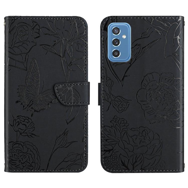 Custodia per cellulare in pelle goffrata con peonia a farfalla, For Samsung Galaxy M52 5G