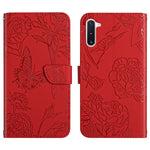 Custodia per cellulare in pelle goffrata con peonia a farfalla, For Samsung Galaxy Note10, For Samsung Galaxy Note10+, For Samsung Galaxy Note20, For Samsung Galaxy Note20 Ultra