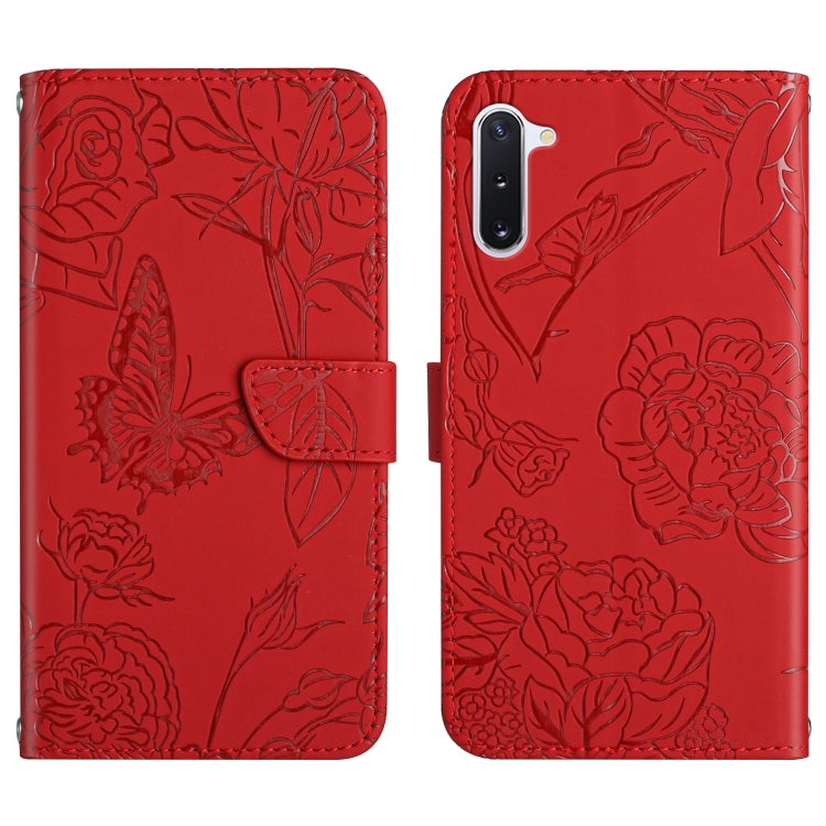Custodia per cellulare in pelle goffrata con peonia a farfalla, For Samsung Galaxy Note10, For Samsung Galaxy Note10+, For Samsung Galaxy Note20, For Samsung Galaxy Note20 Ultra