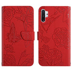 Custodia per cellulare in pelle goffrata con peonia a farfalla, For Samsung Galaxy Note10, For Samsung Galaxy Note10+, For Samsung Galaxy Note20, For Samsung Galaxy Note20 Ultra