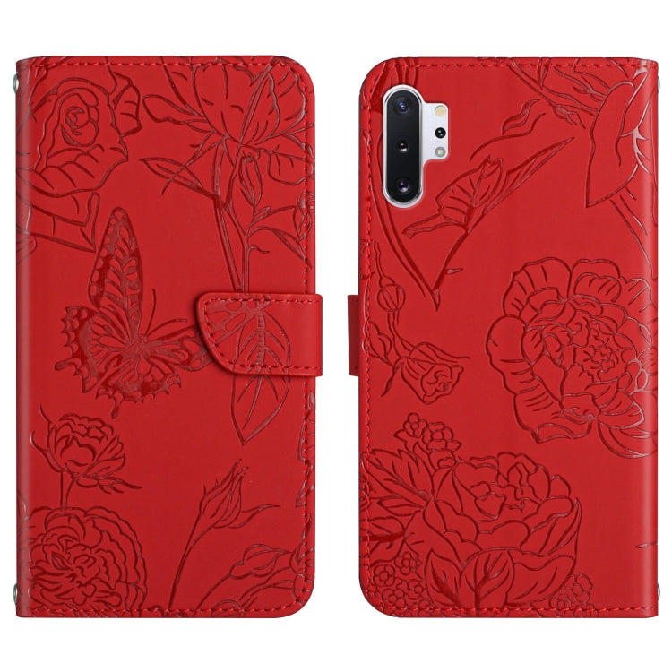Custodia per cellulare in pelle goffrata con peonia a farfalla, For Samsung Galaxy Note10, For Samsung Galaxy Note10+, For Samsung Galaxy Note20, For Samsung Galaxy Note20 Ultra