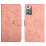 Custodia per cellulare in pelle goffrata con peonia a farfalla, For Samsung Galaxy Note10, For Samsung Galaxy Note10+, For Samsung Galaxy Note20, For Samsung Galaxy Note20 Ultra