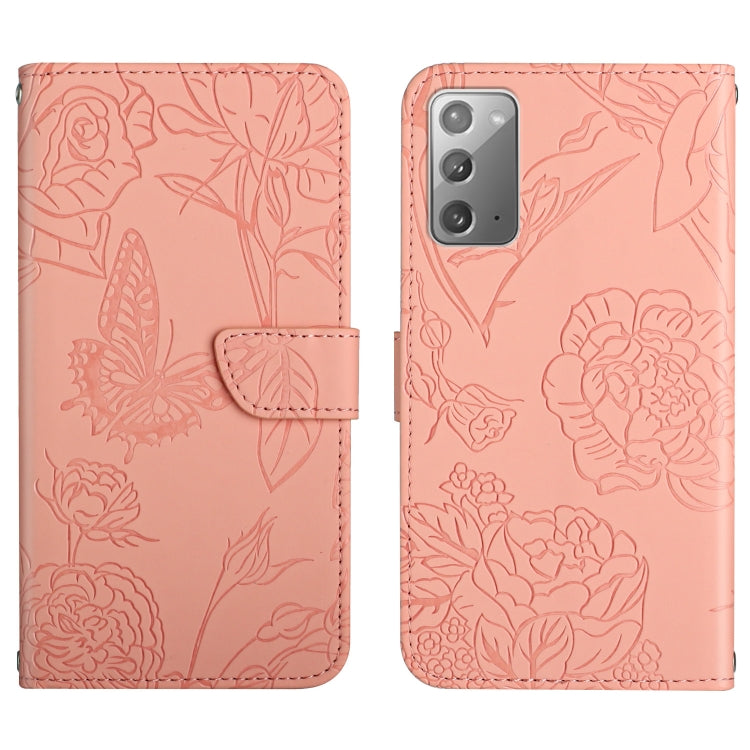 Custodia per cellulare in pelle goffrata con peonia a farfalla, For Samsung Galaxy Note10, For Samsung Galaxy Note10+, For Samsung Galaxy Note20, For Samsung Galaxy Note20 Ultra