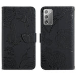 Custodia per cellulare in pelle goffrata con peonia a farfalla, For Samsung Galaxy Note10, For Samsung Galaxy Note10+, For Samsung Galaxy Note20, For Samsung Galaxy Note20 Ultra