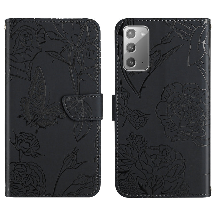 Custodia per cellulare in pelle goffrata con peonia a farfalla, For Samsung Galaxy Note10, For Samsung Galaxy Note10+, For Samsung Galaxy Note20, For Samsung Galaxy Note20 Ultra