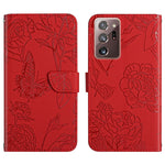 Custodia per cellulare in pelle goffrata con peonia a farfalla, For Samsung Galaxy Note10, For Samsung Galaxy Note10+, For Samsung Galaxy Note20, For Samsung Galaxy Note20 Ultra