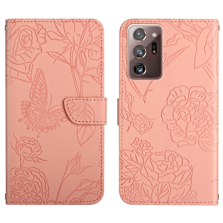 Custodia per cellulare in pelle goffrata con peonia a farfalla, For Samsung Galaxy Note10, For Samsung Galaxy Note10+, For Samsung Galaxy Note20, For Samsung Galaxy Note20 Ultra