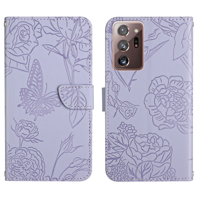 Custodia per cellulare in pelle goffrata con peonia a farfalla, For Samsung Galaxy Note10, For Samsung Galaxy Note10+, For Samsung Galaxy Note20, For Samsung Galaxy Note20 Ultra