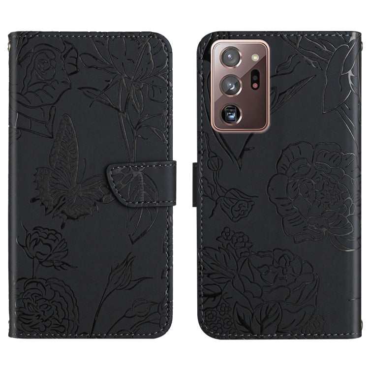 Custodia per cellulare in pelle goffrata con peonia a farfalla, For Samsung Galaxy Note10, For Samsung Galaxy Note10+, For Samsung Galaxy Note20, For Samsung Galaxy Note20 Ultra