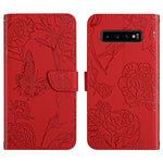 Custodia per cellulare in pelle goffrata con peonia a farfalla, For Samsung Galaxy S10, For Samsung Galaxy S10+, For Samsung Galaxy S10e, For Samsung Galaxy S20