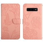 Custodia per cellulare in pelle goffrata con peonia a farfalla, For Samsung Galaxy S10, For Samsung Galaxy S10+, For Samsung Galaxy S10e, For Samsung Galaxy S20