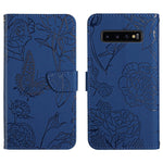 Custodia per cellulare in pelle goffrata con peonia a farfalla, For Samsung Galaxy S10, For Samsung Galaxy S10+, For Samsung Galaxy S10e, For Samsung Galaxy S20