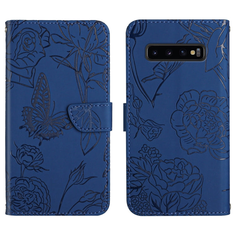 Custodia per cellulare in pelle goffrata con peonia a farfalla, For Samsung Galaxy S10, For Samsung Galaxy S10+, For Samsung Galaxy S10e, For Samsung Galaxy S20