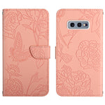 Custodia per cellulare in pelle goffrata con peonia a farfalla, For Samsung Galaxy S10, For Samsung Galaxy S10+, For Samsung Galaxy S10e, For Samsung Galaxy S20