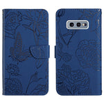 Custodia per cellulare in pelle goffrata con peonia a farfalla, For Samsung Galaxy S10, For Samsung Galaxy S10+, For Samsung Galaxy S10e, For Samsung Galaxy S20