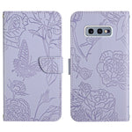 Custodia per cellulare in pelle goffrata con peonia a farfalla, For Samsung Galaxy S10, For Samsung Galaxy S10+, For Samsung Galaxy S10e, For Samsung Galaxy S20