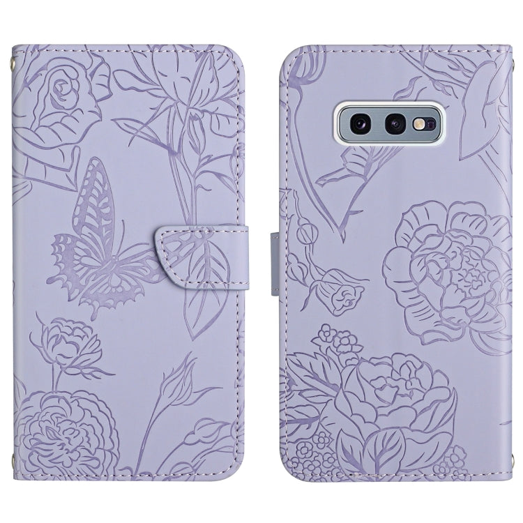 Custodia per cellulare in pelle goffrata con peonia a farfalla, For Samsung Galaxy S10, For Samsung Galaxy S10+, For Samsung Galaxy S10e, For Samsung Galaxy S20