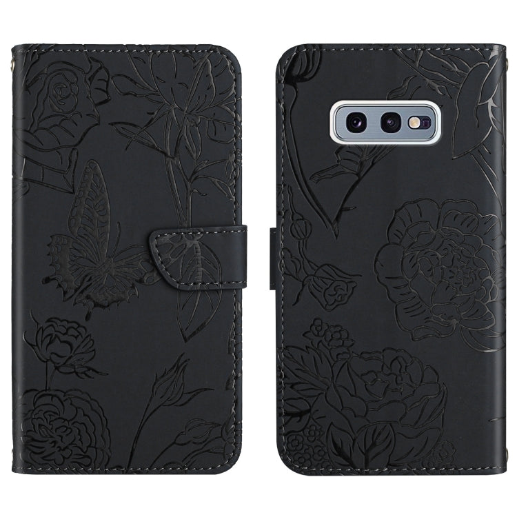 Custodia per cellulare in pelle goffrata con peonia a farfalla, For Samsung Galaxy S10, For Samsung Galaxy S10+, For Samsung Galaxy S10e, For Samsung Galaxy S20