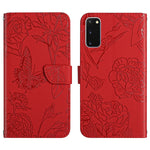 Custodia per cellulare in pelle goffrata con peonia a farfalla, For Samsung Galaxy S10, For Samsung Galaxy S10+, For Samsung Galaxy S10e, For Samsung Galaxy S20