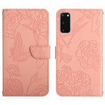 Custodia per cellulare in pelle goffrata con peonia a farfalla, For Samsung Galaxy S10, For Samsung Galaxy S10+, For Samsung Galaxy S10e, For Samsung Galaxy S20