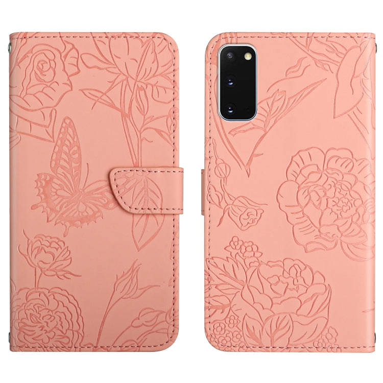 Custodia per cellulare in pelle goffrata con peonia a farfalla, For Samsung Galaxy S10, For Samsung Galaxy S10+, For Samsung Galaxy S10e, For Samsung Galaxy S20