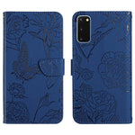 Custodia per cellulare in pelle goffrata con peonia a farfalla, For Samsung Galaxy S10, For Samsung Galaxy S10+, For Samsung Galaxy S10e, For Samsung Galaxy S20