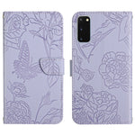 Custodia per cellulare in pelle goffrata con peonia a farfalla, For Samsung Galaxy S10, For Samsung Galaxy S10+, For Samsung Galaxy S10e, For Samsung Galaxy S20