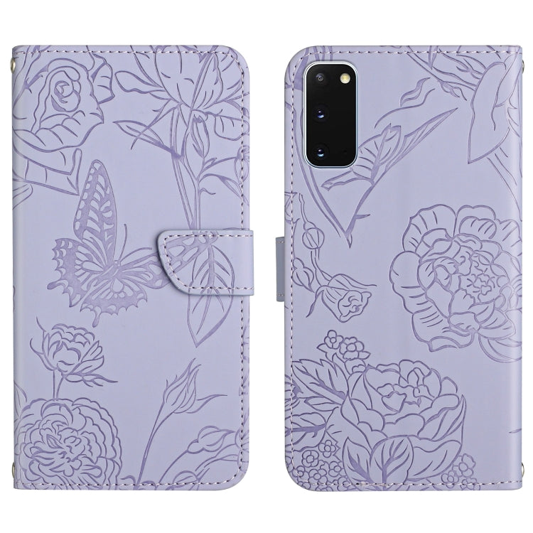 Custodia per cellulare in pelle goffrata con peonia a farfalla, For Samsung Galaxy S10, For Samsung Galaxy S10+, For Samsung Galaxy S10e, For Samsung Galaxy S20