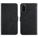 Custodia per cellulare in pelle goffrata con peonia a farfalla, For Samsung Galaxy S10, For Samsung Galaxy S10+, For Samsung Galaxy S10e, For Samsung Galaxy S20