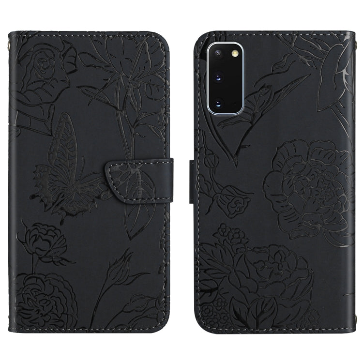 Custodia per cellulare in pelle goffrata con peonia a farfalla, For Samsung Galaxy S10, For Samsung Galaxy S10+, For Samsung Galaxy S10e, For Samsung Galaxy S20