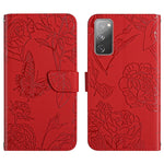 Custodia per cellulare in pelle goffrata con peonia a farfalla, For Samsung Galaxy S20 FE, For Samsung Galaxy S20+, For Samsung Galaxy S20 Ultra, For Samsung Galaxy S21 5G
