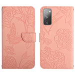 Custodia per cellulare in pelle goffrata con peonia a farfalla, For Samsung Galaxy S20 FE, For Samsung Galaxy S20+, For Samsung Galaxy S20 Ultra, For Samsung Galaxy S21 5G