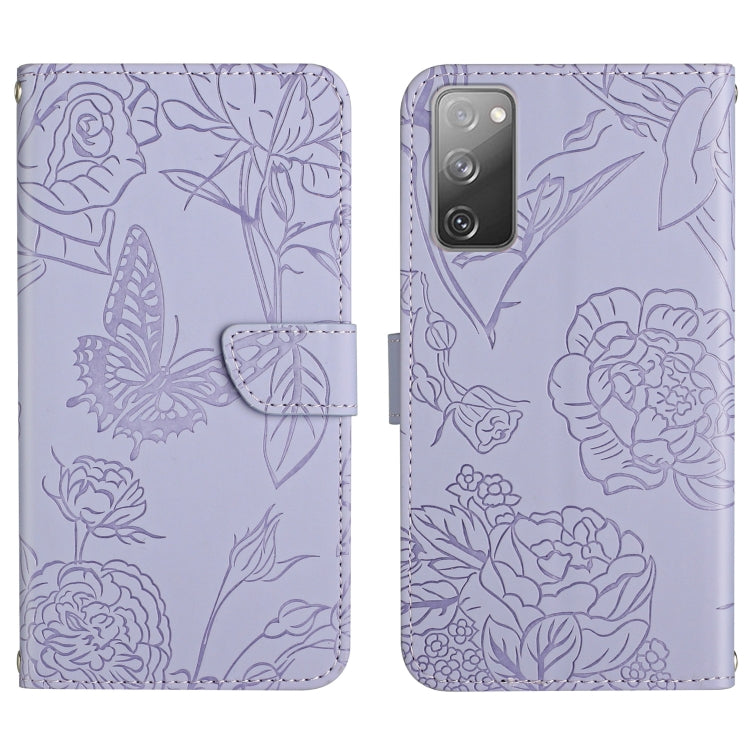 Custodia per cellulare in pelle goffrata con peonia a farfalla, For Samsung Galaxy S20 FE, For Samsung Galaxy S20+, For Samsung Galaxy S20 Ultra, For Samsung Galaxy S21 5G