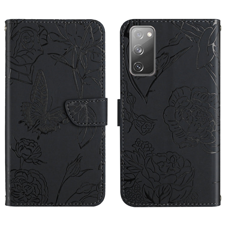 Custodia per cellulare in pelle goffrata con peonia a farfalla, For Samsung Galaxy S20 FE, For Samsung Galaxy S20+, For Samsung Galaxy S20 Ultra, For Samsung Galaxy S21 5G