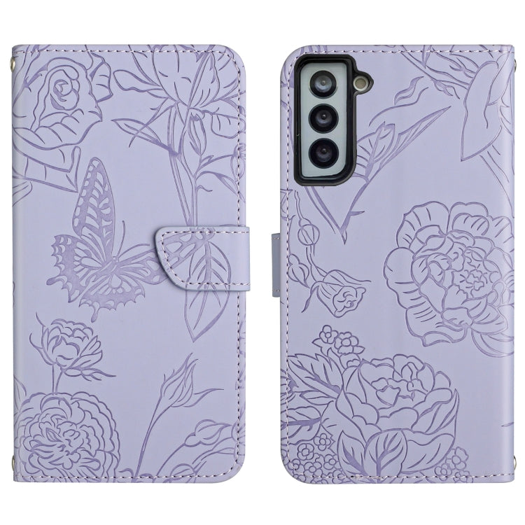 Custodia per cellulare in pelle goffrata con peonia a farfalla, For Samsung Galaxy S20 FE, For Samsung Galaxy S20+, For Samsung Galaxy S20 Ultra, For Samsung Galaxy S21 5G